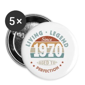 legend since 1970 Born in 1970 anniversary - Buttons large 2.2''/56 mm (5-pack) - white - Front