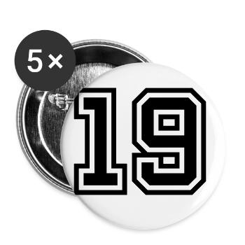 19 Zahl symbol - Buttons groß 56 mm (5er Pack) - Weiß - Vorne