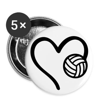 Volleyball Cœur - Lot de 5 grands badges (56 mm) - blanc - Devant