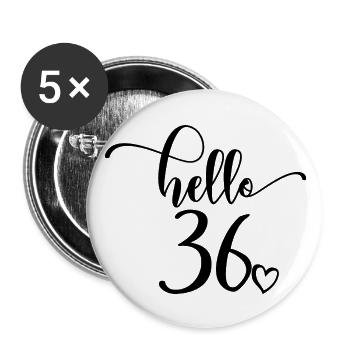 Hello 36 - Cute 36th Birthday Gift For Women - Buttons large 2.2''/56 mm (5-pack) - white - Front