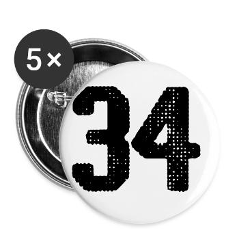 Maillot à 34 numéros - Lot de 5 grands badges (56 mm) - blanc - Devant