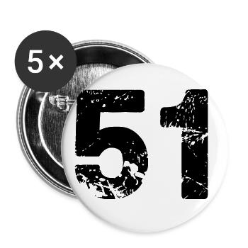 51 Zahl Trikot - Buttons groß 56 mm (5er Pack) - Weiß - Vorne