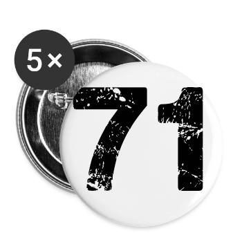 71 Zahl Trikot - Buttons groß 56 mm (5er Pack) - Weiß - Vorne