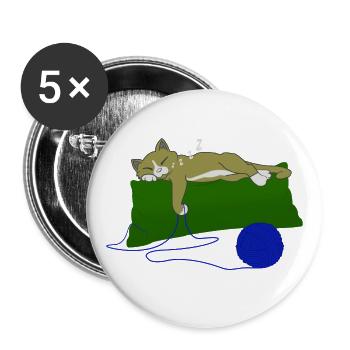 Sleeping shirt cat on pillow with balls of wool - Buttons large 2.2''/56 mm (5-pack) - white - Front