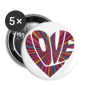 Buntes Liebesherz Cooles Geschenk für Männer Frauen & Kinder - Buttons groß 56 mm (5er Pack) - Weiß - Vorne