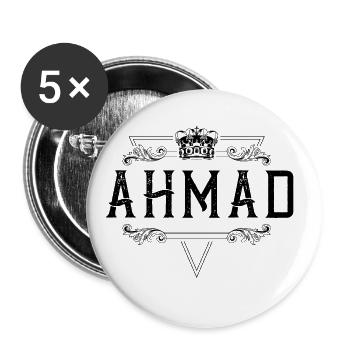 Ahmad Name - Buttons large 2.2''/56 mm (5-pack) - white - Front