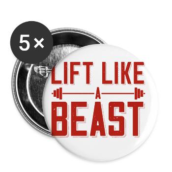 Bodybuilder Lift Like A Beast Outfit Barbell - Buttons large 2.2''/56 mm (5-pack) - white - Front