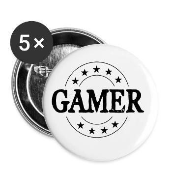Gamer Beruf - Buttons groß 56 mm (5er Pack) - Weiß - Vorne