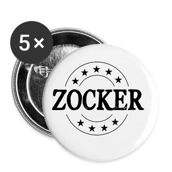 Zocker Gamer - Buttons groß 56 mm (5er Pack) - Weiß - Vorne