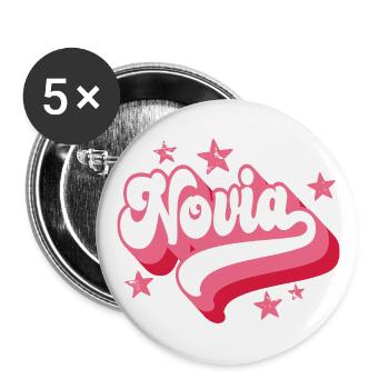 Novia Girlfriend Engagement Bridal Shower Wedding - Buttons large 2.2''/56 mm (5-pack) - white - Front
