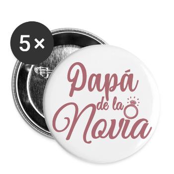 Papa de la Novia Bride's Father Wedding Gift - Buttons large 2.2''/56 mm (5-pack) - white - Front