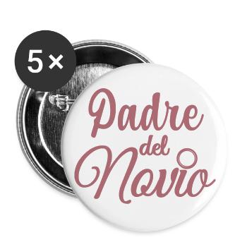 Pater del Novio Bräutigams Vater Hochzeitsgeschenk - Buttons groß 56 mm (5er Pack) - Weiß - Vorne