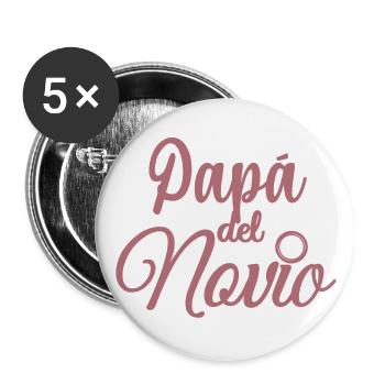 Papa del Novio Bräutigam Vater Hochzeitsgeschenk - Buttons groß 56 mm (5er Pack) - Weiß - Vorne