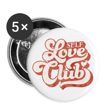 SELF LOVE CLUB GROOVY 70s TYPO - Buttons groß 56 mm (5er Pack) - Weiß - Vorne