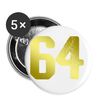 maillot numéro 64 - Lot de 5 grands badges (56 mm) - blanc - Devant