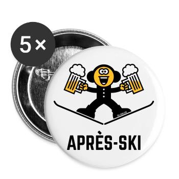 Après-Ski (Bier / Karikatur / 3C) - Buttons groß 56 mm (5er Pack) - Weiß - Vorne