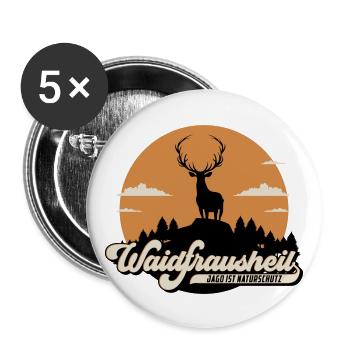 Waidfrausheil | Farben änderbar - Buttons groß 56 mm (5er Pack) - Weiß - Vorne