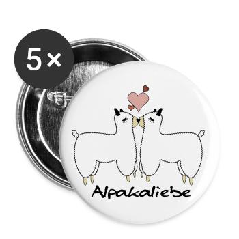 Alpaka Liebe Design - Buttons groß 56 mm (5er Pack) - Weiß - Vorne