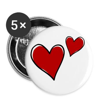 Hearts Symbol Love - Buttons large 2.2''/56 mm (5-pack) - white - Front