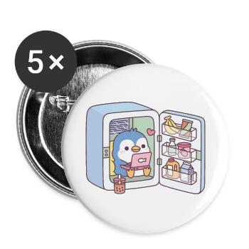 Pingouin mignon refroidissant dans un réfrigérateur - Lot de 5 grands badges (56 mm) - blanc - Devant