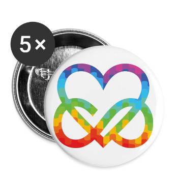 Polyamorie Infinity Herz - Poly Love Heart - Buttons groß 56 mm (5er Pack) - Weiß - Vorne