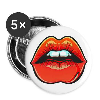 Taquiner les lèvres rouges rouges - Lot de 5 grands badges (56 mm) - blanc - Devant