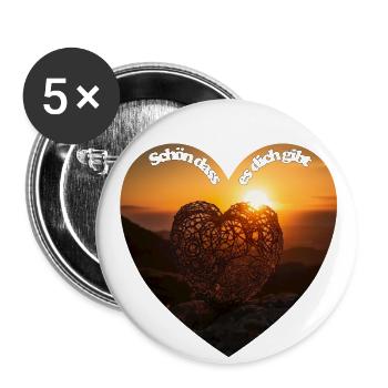 Schön, dass es dich gibt sagen Liebende zueinander - Buttons groß 56 mm (5er Pack) - Weiß - Vorne
