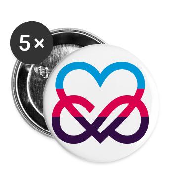 Polyamorie Pride Flagge Herz Infinity Heart - Buttons groß 56 mm (5er Pack) - Weiß - Vorne
