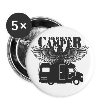 German Camper Camping - Buttons groß 56 mm (5er Pack) - Weiß - Vorne