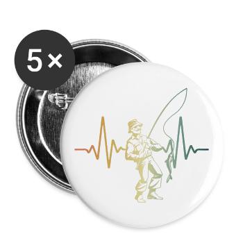 Pêcheurs à la ligne | Passion pour la pêche - Lot de 5 grands badges (56 mm) - blanc - Devant