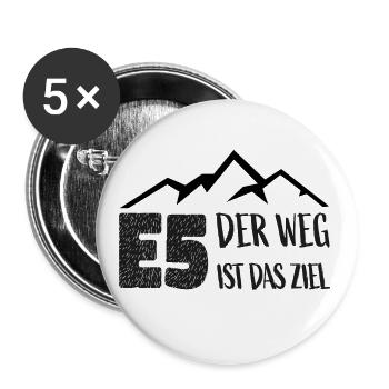 Alpenüberquerung E5 Der Weg ist das Ziel - Buttons groß 56 mm (5er Pack) - Weiß - Vorne
