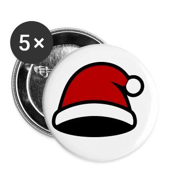 Chapeau de Père Noël Noël - Lot de 5 grands badges (56 mm) - blanc - Devant