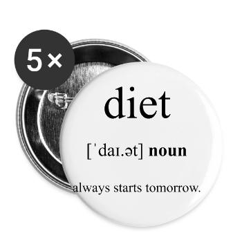 Diet | Diät Definition Dictionary - Buttons groß 56 mm (5er Pack) - Weiß - Vorne