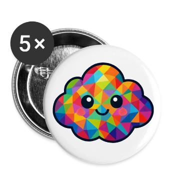 WPAP Polygon Kawaii Stil Baby Wolke - Buttons groß 56 mm (5er Pack) - Weiß - Vorne
