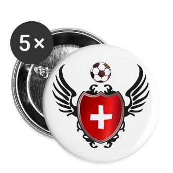 Football Switzerland (Coat of Arms & Wings) - Buttons large 2.2''/56 mm (5-pack) - white - Front