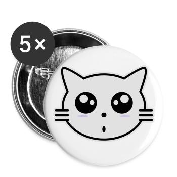 Katze - Buttons groß 56 mm (5er Pack) - Weiß - Vorne