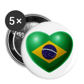 Heart (Brazil / Brasil) 01 - Buttons large 2.2''/56 mm (5-pack) - white - Front