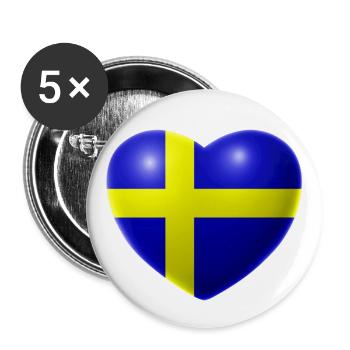 Herz (Suède / Sverige) - Lot de 5 grands badges (56 mm) - blanc - Devant