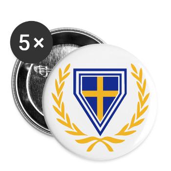 Suède / Danemark / Finlande (Manteau des bras et - Lot de 5 grands badges (56 mm) - blanc - Devant