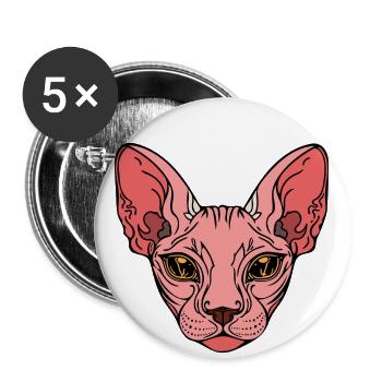 Sphinx Cat - Buttons groß 56 mm (5er Pack) - Weiß - Vorne