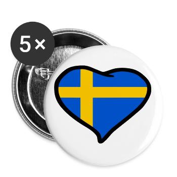 Drapeau du cœur de la Suède - Lot de 5 grands badges (56 mm) - blanc - Devant