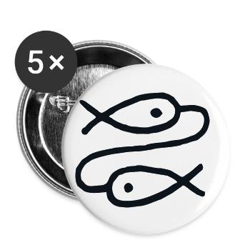 Signe du zodiaque no. 3 (poisson) - schwarz / noir - Lot de 5 grands badges (56 mm) - blanc - Devant