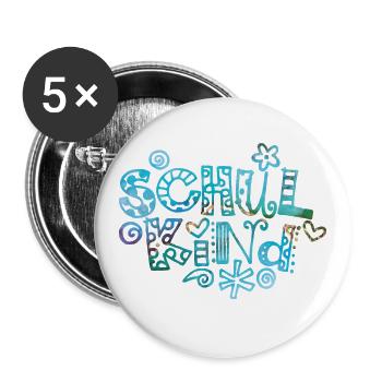 Schulkind - Buttons groß 56 mm (5er Pack) - Weiß - Vorne