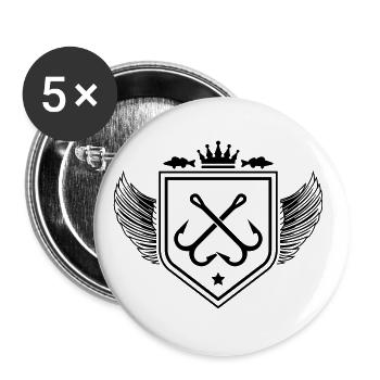 hameçon symbole pêche armoiries - Lot de 5 grands badges (56 mm) - blanc - Devant