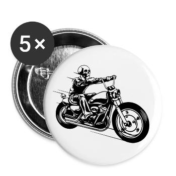 Man Motorcycle Bike Gift Lifestyle Hobby - Buttons large 2.2''/56 mm (5-pack) - white - Front
