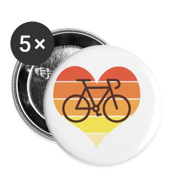 love Radfahren Radfahren - Buttons groß 56 mm (5er Pack) - Weiß - Vorne