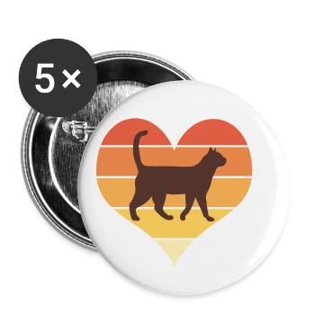 love cat cat katze katze funny Humor Kat - Buttons groß 56 mm (5er Pack) - Weiß - Vorne