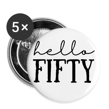 50. Geburtstag - Buttons groß 56 mm (5er Pack) - Weiß - Vorne