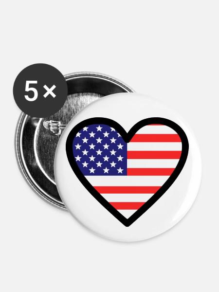 Amerika - Buttons groß 56 mm (5er Pack) - Weiß