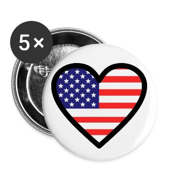Amerika - Buttons groß 56 mm (5er Pack) - Weiß - Vorne